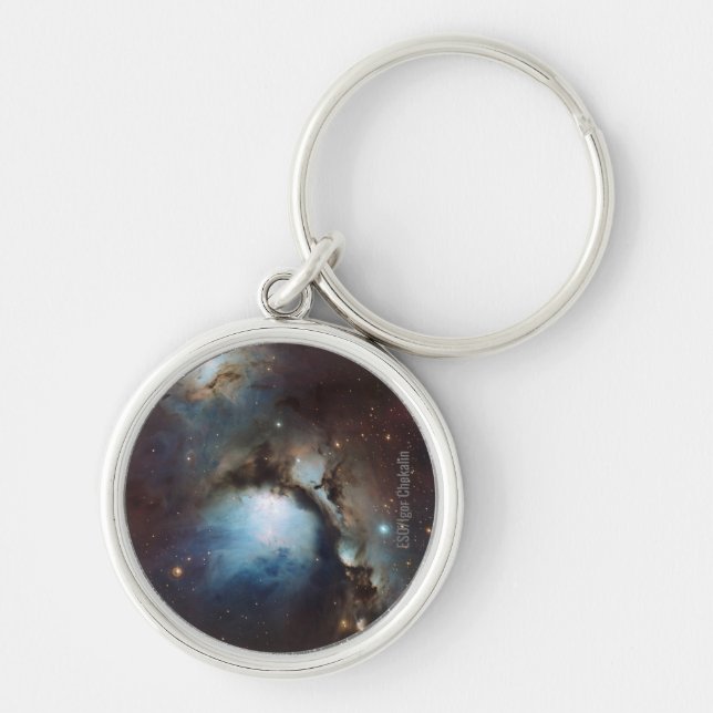 Nebula Orion Astronomy blue brown beige sky stars Keychain (Front)