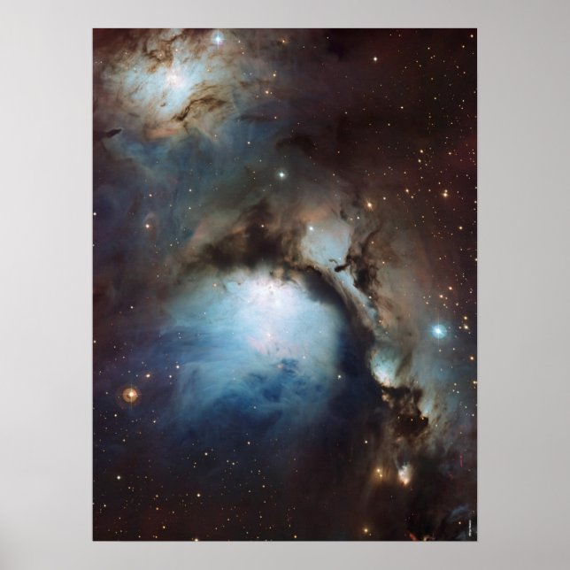 Nebula Orion Astronomy blue brown beige sky stars Poster (Front)