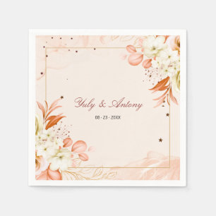 Nebula Peach Terracotta Starry Night Wedding Paper Napkins
