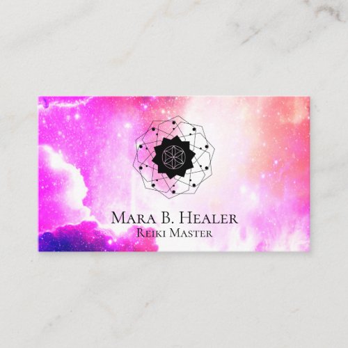  Nebula Sacred Geometry Universe Pink Purple Business Card
