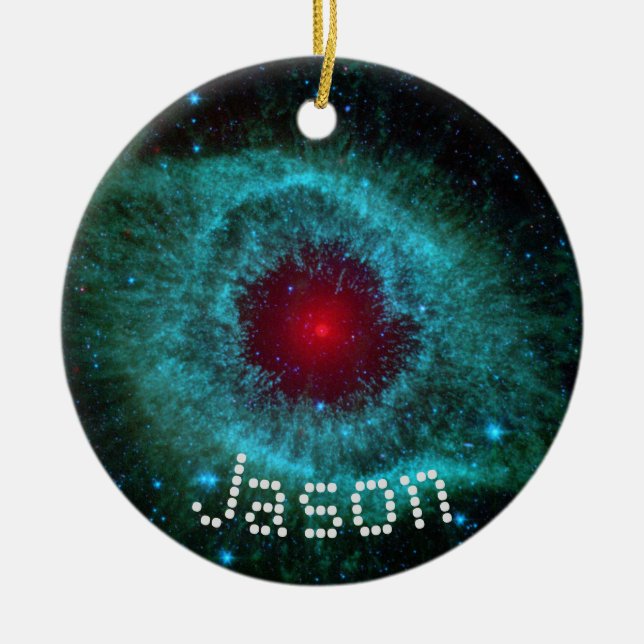 Nebula Science space geek Christmas name Ceramic Ornament (Front)