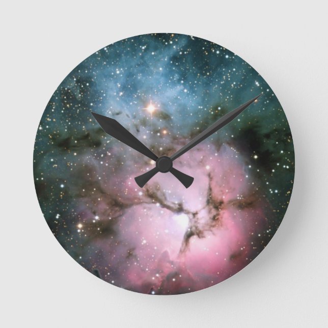 Nebula stars galaxy hipster geek cool nature space round clock (Front)