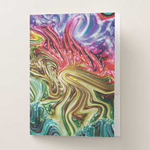 Nebula - Swirling Faux 3d Metallic Rainbow Pocket Folder