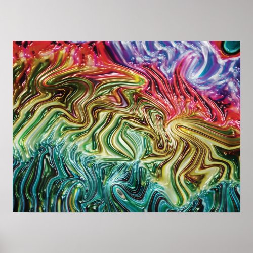 Nebula _ Swirling Faux 3d Metallic Rainbow  Poster