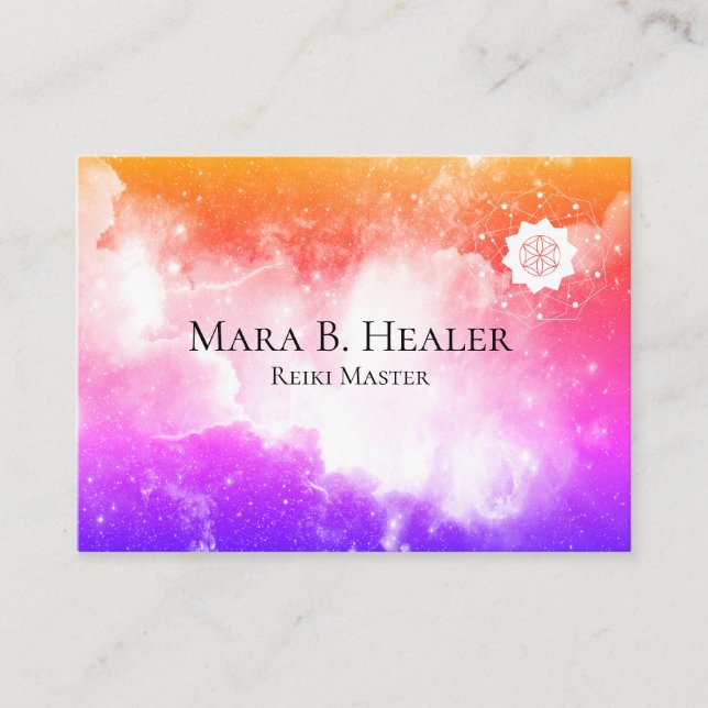 *~* Nebula Universe Lavender Pink Peach Galaxy Business Card (Front)