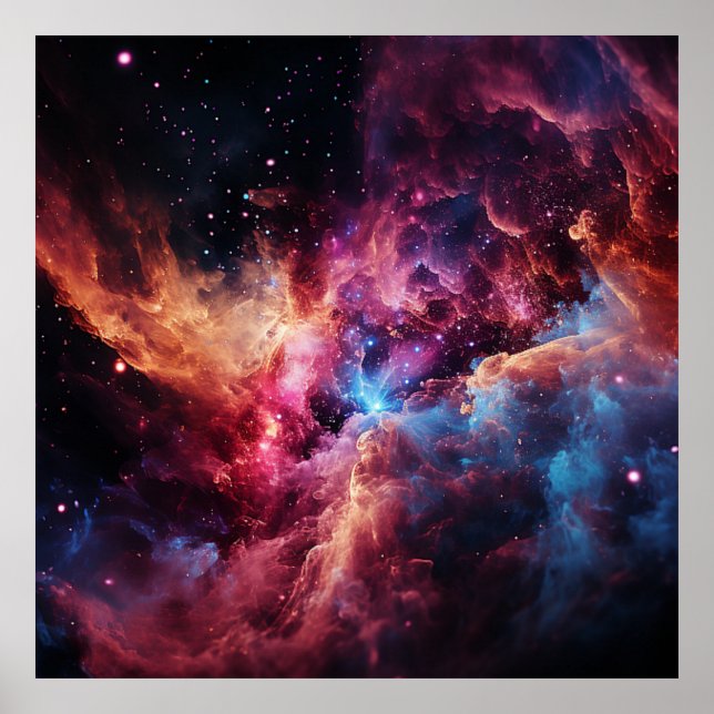 Nebula Waves Colorful Art Poster (Front)