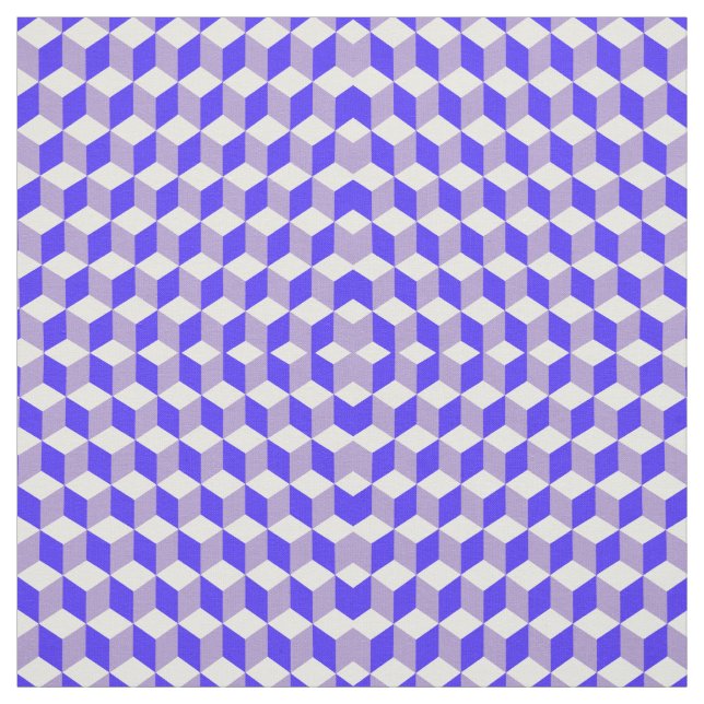 Nebulas Blue and Grey Isometric Cube Pattern Fabric (Swatch)