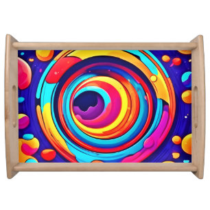 Nebula's Colorful Cosmic Vortex Art Serving Tray