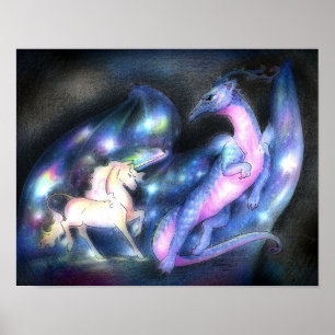 Nebulous: Unicorn and Dragon Poster