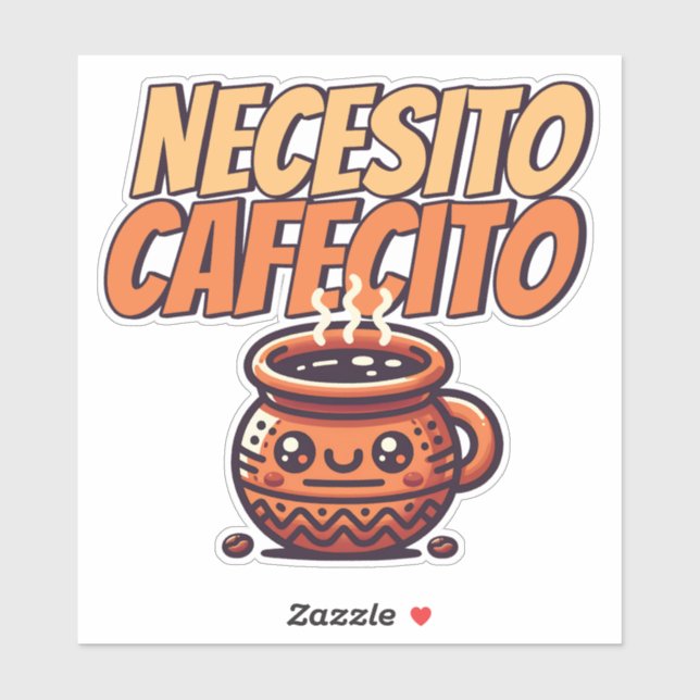 Necesito Cafecito Cute Coffee Café Spanish Sticker (Sheet)