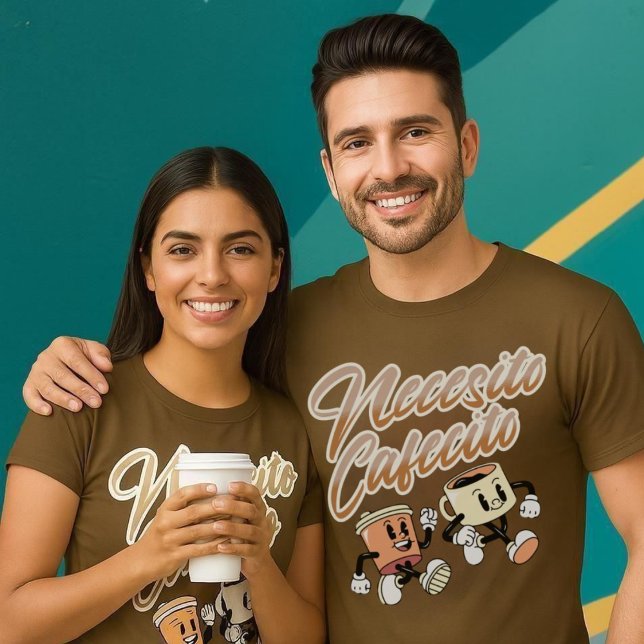 Necesito Cafecito Vintage Spanish Coffee Shirt (Necesito Cafecito Vintage Spanish Coffee Shirt close up.)