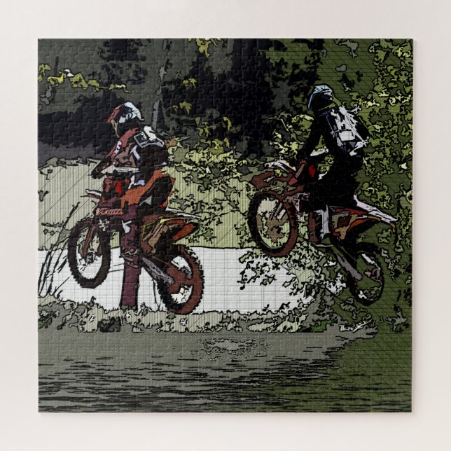 Neck and Neck - Motocross Racers   Jigsaw Puzzle (Horizontal)