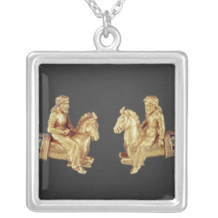 Neck ring in the form of Scythian horsemen Silver Plated Necklace