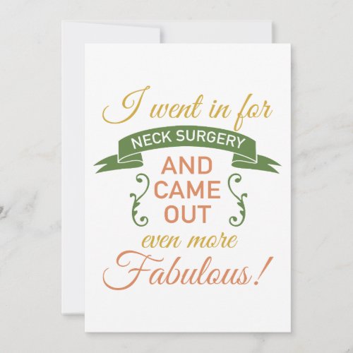 Neck Surgery Fabulous Recovery Green Invitation