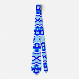 Neck Tie, A blue color fabric print pattern design Tie