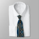 Neck Tie - Art Deco Blue & Gold Mirrored Neck Tie - Art Deco Blue & Gold Mirrored