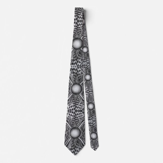 Neck Tie, Black and White Neck Tie (Front)