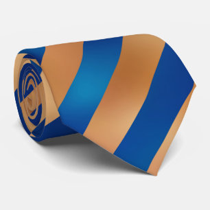 Neck Tie Gold and Royal Blue Stripes on Angle
