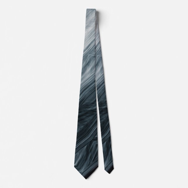 Neck Tie in Shades of Blue with Abstract Pattern (Front)