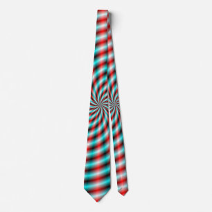 Neck Tie Turquoise and Red Spiral Rays