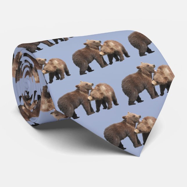 Neck Tie w/ grizzly bear cubs (Rolled)