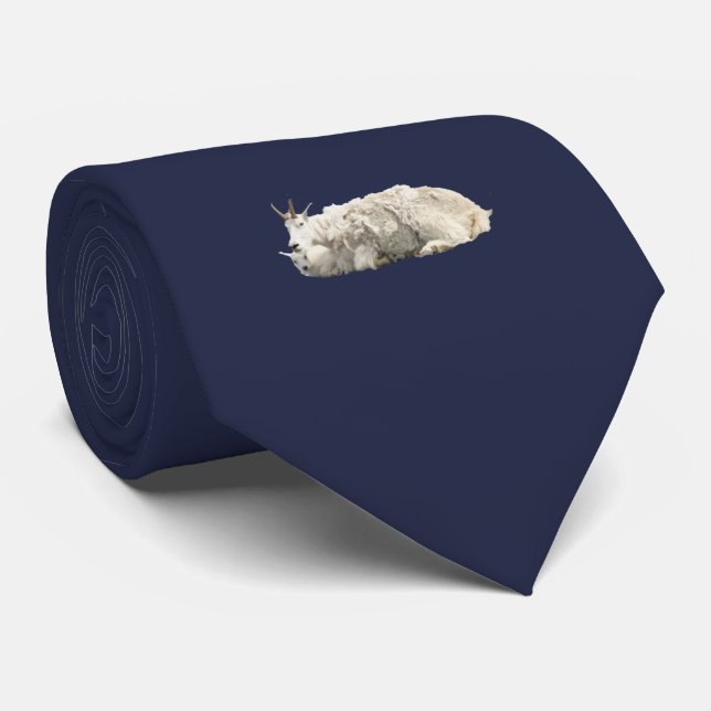 Neck Tie w/ mountain goat & kid (Rolled)