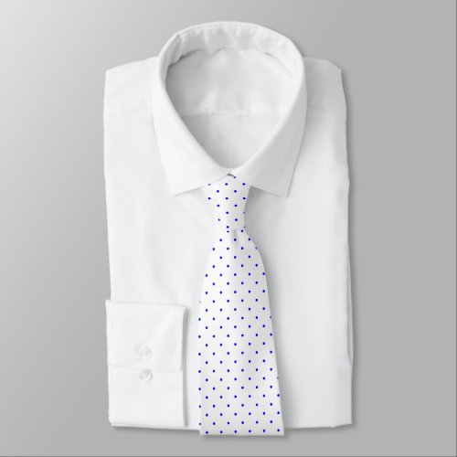 Neck Tie White with Royal Blue Dots