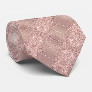 Neck Tie with Rose Gold Glitter Drips