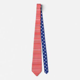 Neck Ties-Red/White Stripes/Blue White Stars Back Neck Tie
