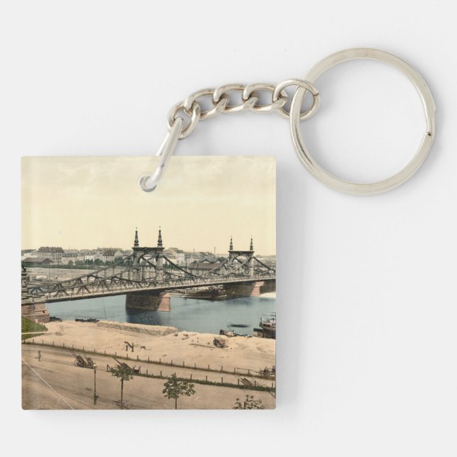 Neckar Bridge, Mannheim, Germany Keychain (Back)
