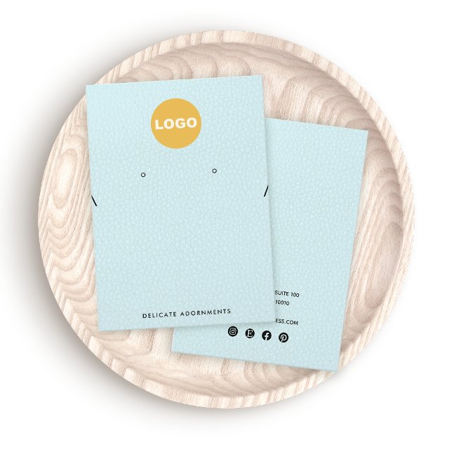 Necklace and Stud Earring Holder Logo Blue Leather Business Card (Creator Uploaded)