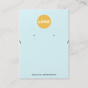 Necklace And Stud Earring Holder Logo Blue Leather Business Card by creativedisplaycards at Zazzle