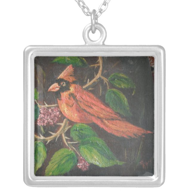 Necklace Ann Hayes Painting Cardinal (Front)