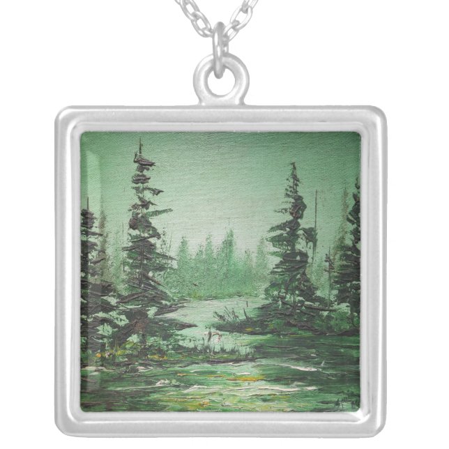Necklace Ann Hayes Painting Green Forest (Front)