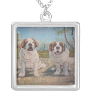 Necklace Ann Hayes Painting Two St Bernards