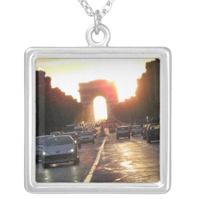 Necklace: Arc de Triomphe, Paris Silver Plated Necklace (Front)