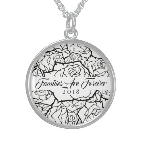 Necklace B  W Roses Sterling_Families Are Forever