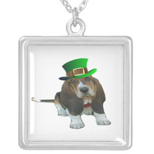 Necklace Basset Hound Happy St Patrick's