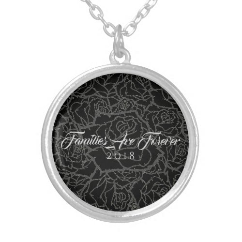 Necklace Black  Silver Roses_Families Are Forever