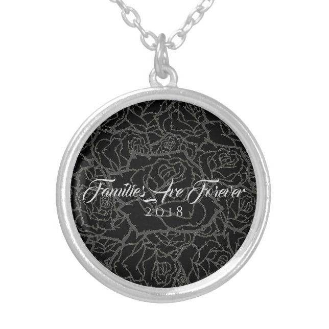 Necklace Black & Silver Roses-Families Are Forever (Front)