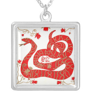 Necklace, Chinese New Year Snake Silver Plated Necklace