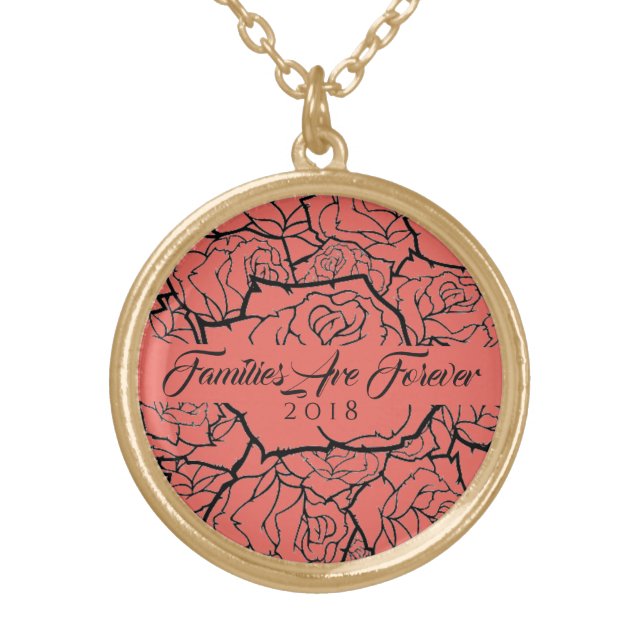 Necklace Coral Roses in Gold-Families Are Forever (Front)
