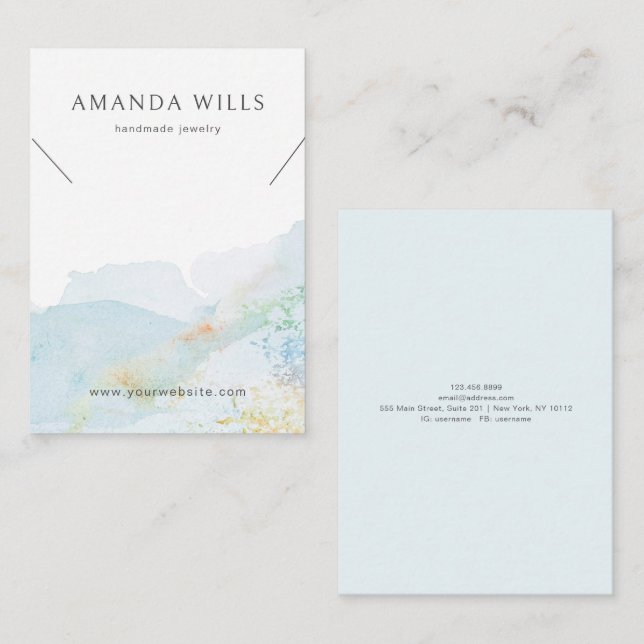Necklace Display Card • Watercolor Nature (Front/Back)