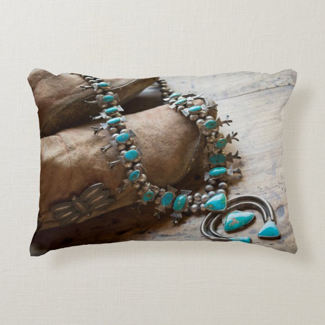 Necklace for sale, Santa Fe, New Mexico. USA Decorative Pillow (Front)