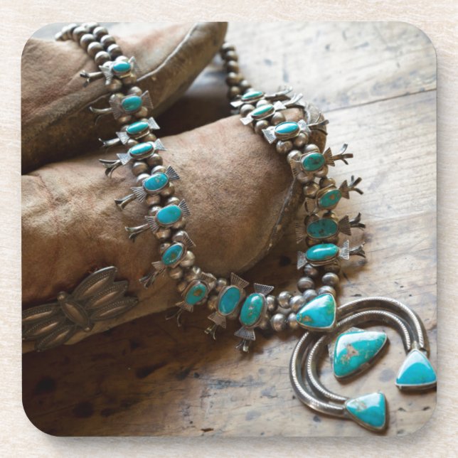 Necklace for sale, Santa Fe, New Mexico. USA Drink Coaster (Front)