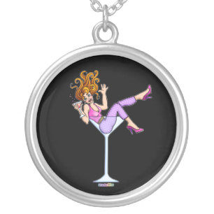 Necklace - Girl in a Martini Glass - Little Red