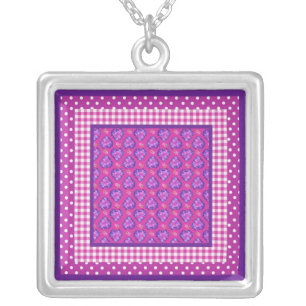 Necklace, Hearts, Flowers, Checks, Polka Dots Silver Plated Necklace