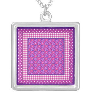Necklace, Hearts, Flowers, Checks, Polka Dots Silver Plated Necklace