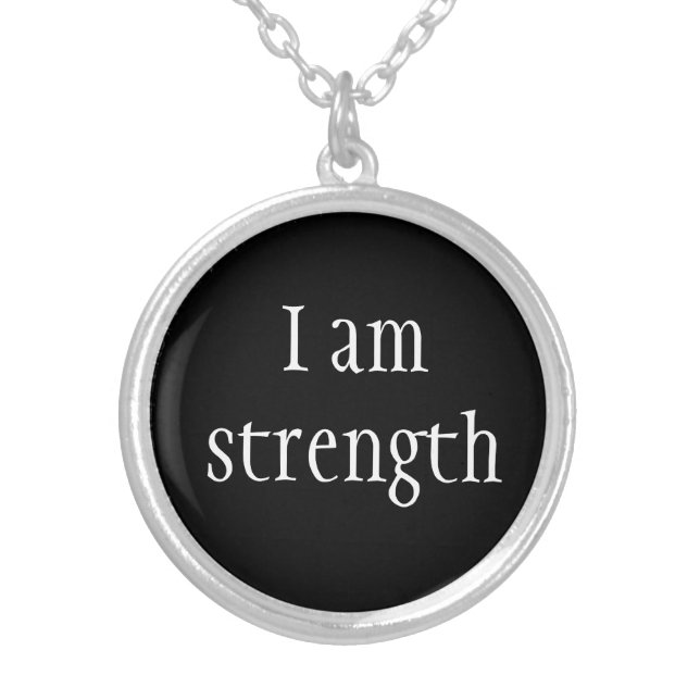 Necklace-I Am Strength Silver Plated Necklace (Front)