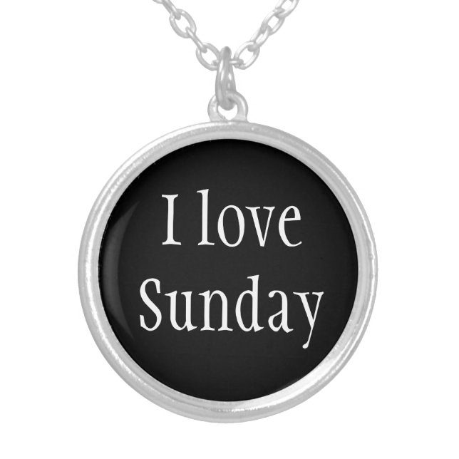 Necklace-I Love Sunday Silver Plated Necklace (Front)